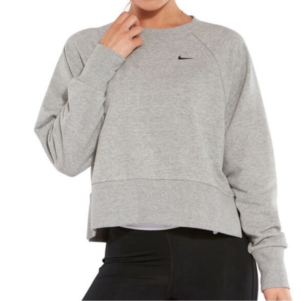 NIKE Women’s Cutout Cropped Crewneck Grey